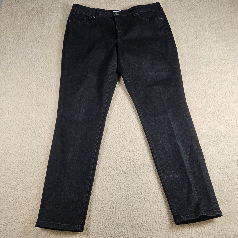 LOFT Skinny Jeans Women 12 Black Stretch Denim Classic Minimalist Aesthetic